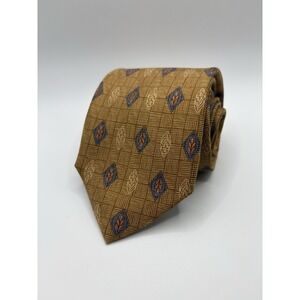 Vintage Robert Talbott Silk Necktie USA Brown Geometric Designer Tie